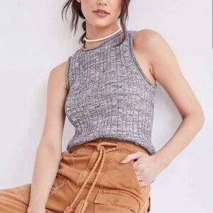 Pilcro Ribbed Knit Sleeveless Top XS Cotton Silk Blend Anthropologie